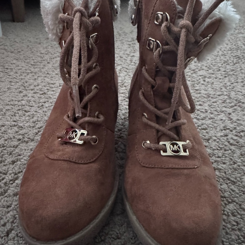 Michael Kors Tan Lace-Up Boots